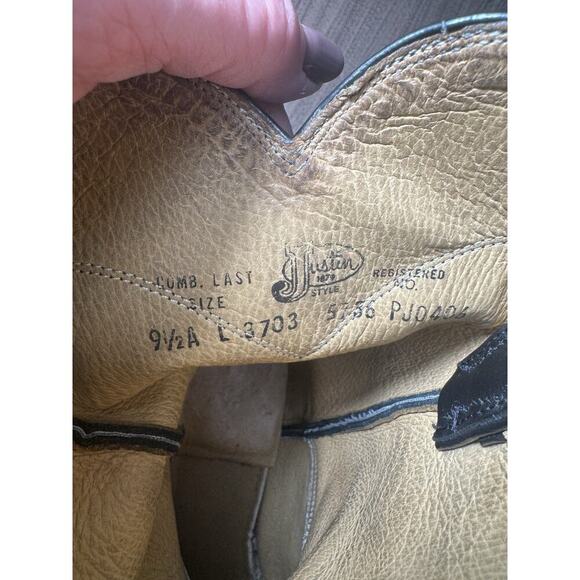 Black Justin Ropers Western Cowboy Boots - Picture 5 of 6